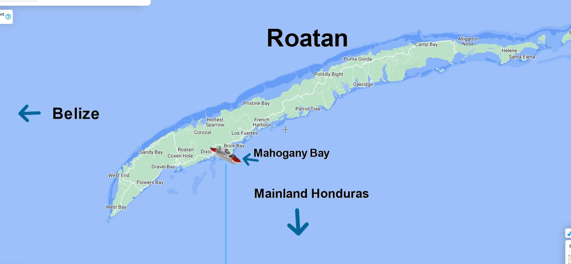 Guía definitiva del puerto de cruceros de Mahogany Bay en Roatán, Honduras ¿Dónde está la bahía de caoba?