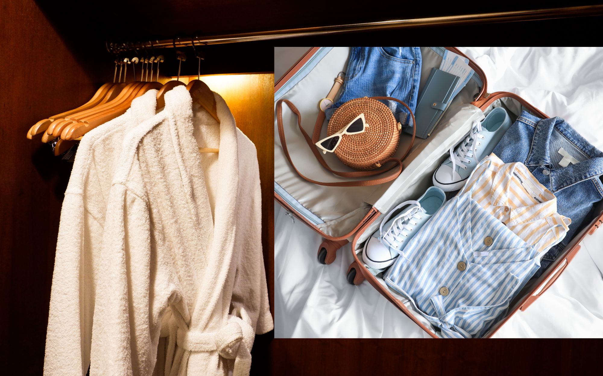 maleta de embalaje y batas de baño para crucero