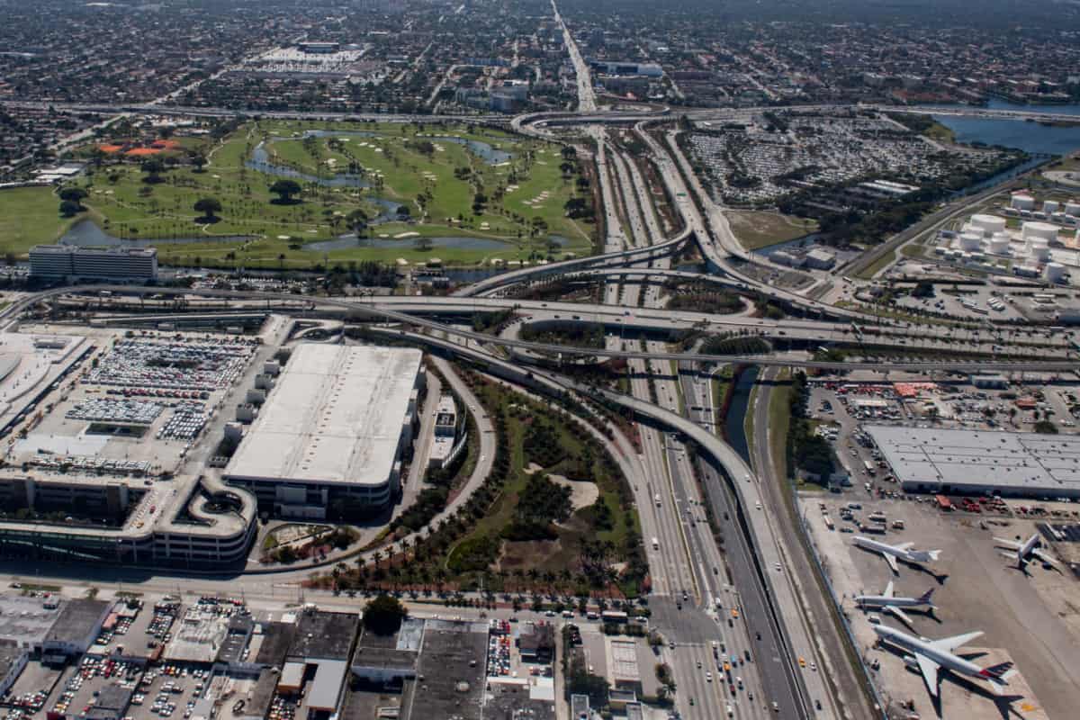 Vista aérea del aeropuerto de miami