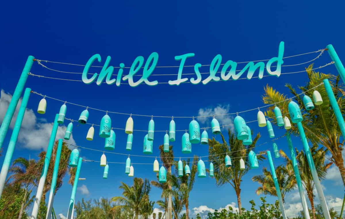 Señal de bienvenida a Chill Island