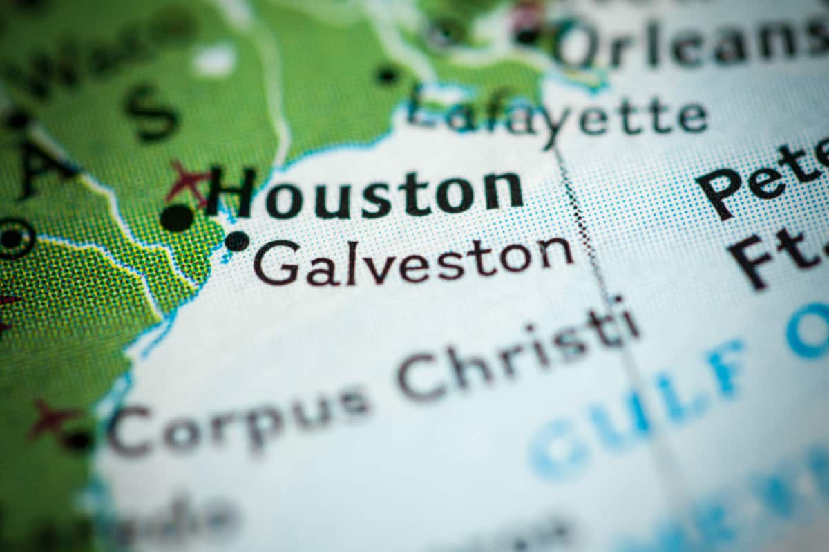Mapa de Houston a Galveston