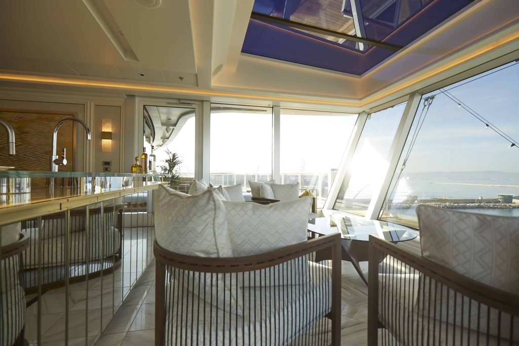 La sala de observación a bordo de la suite Regent