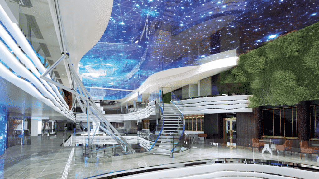 Pantalla de cielo LED a bordo del MSC World Europa